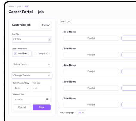 Career portal settings